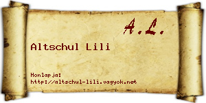 Altschul Lili névjegykártya